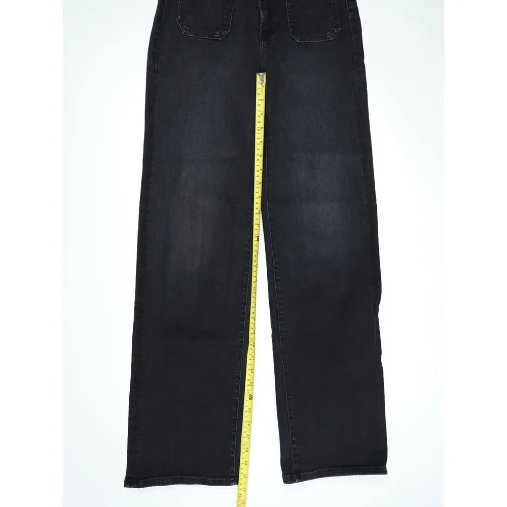 MOTHER Rambler Zip Sneak Washed Black Straight Leg Jeans Patch Pocket 25 Capsule - Picture 12 of 16